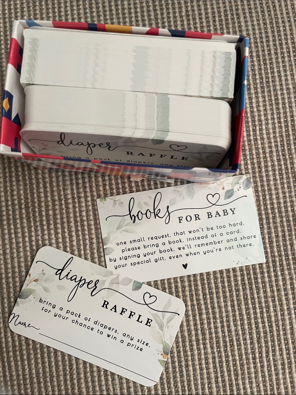 Diaper Raffle & Books for Baby Cards - Floral Green Accent (Unbranded)